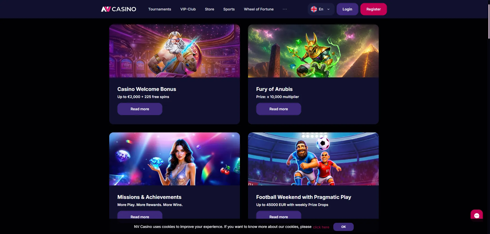 NV Casino velkomstbonus op til kr. 3.500 plus 100 free spins til nye spillere